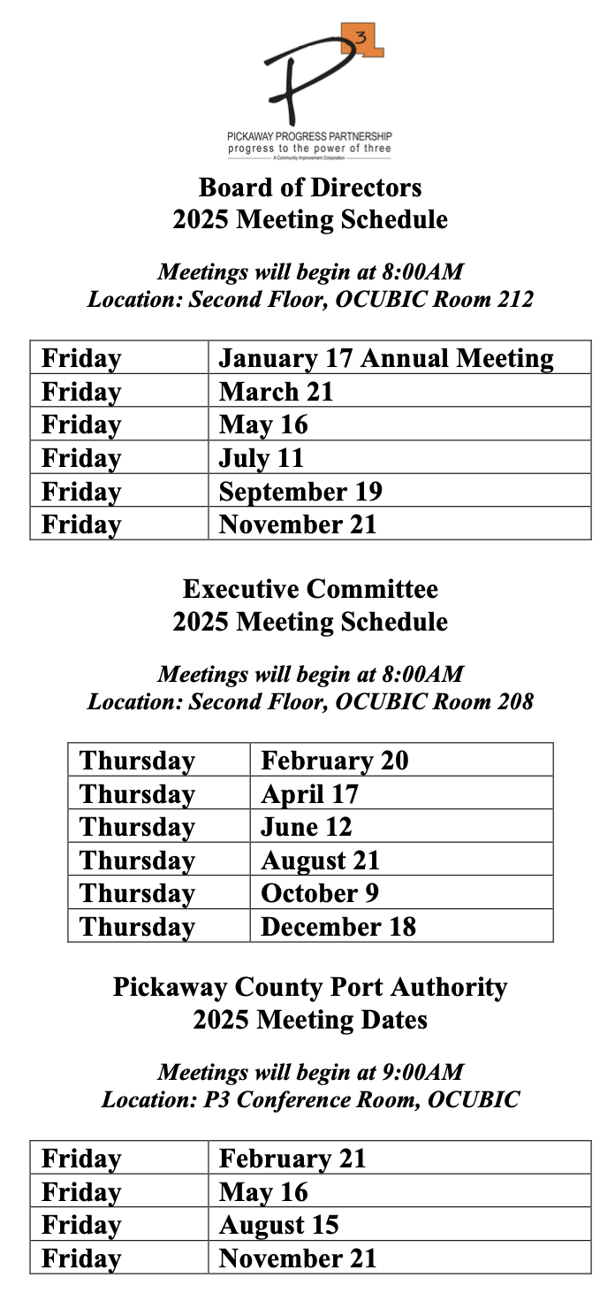 2025 Meeting schedule